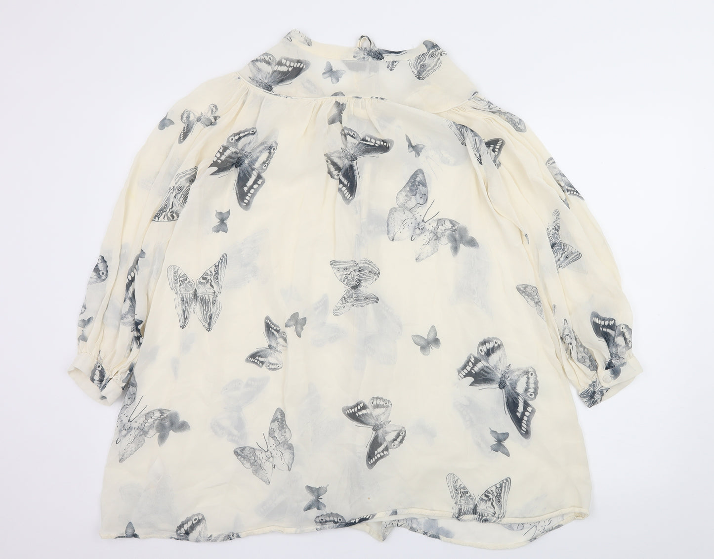 Topshop Womens Ivory Geometric Chiffon Basic Blouse Size 10  - Butterflies
