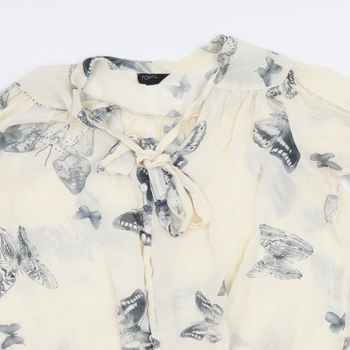 Topshop Womens Ivory Geometric Chiffon Basic Blouse Size 10  - Butterflies
