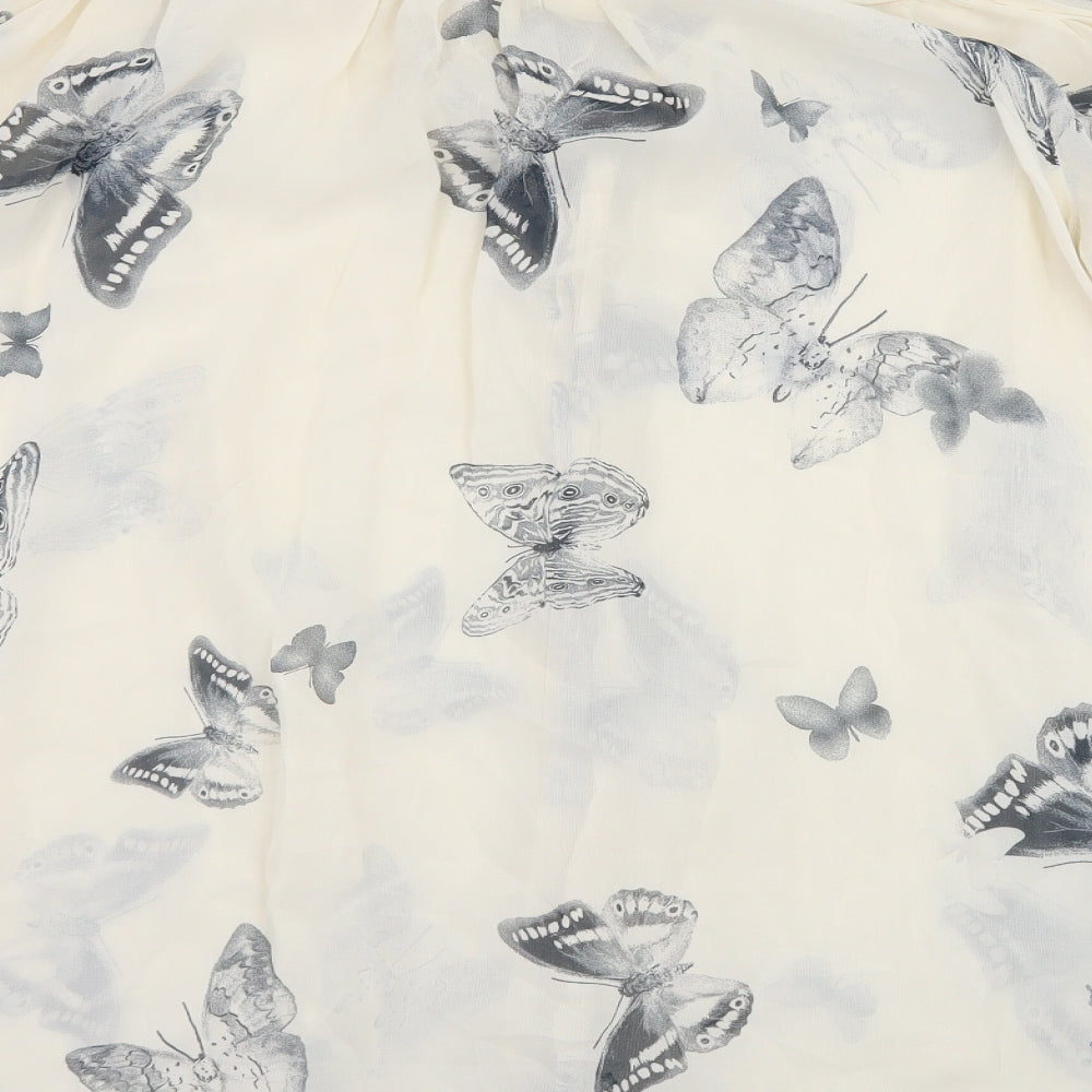 Topshop Womens Ivory Geometric Chiffon Basic Blouse Size 10  - Butterflies