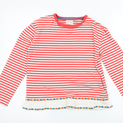 Johnnie B Girls Red Striped Jersey Basic T-Shirt Size 11-12 Years