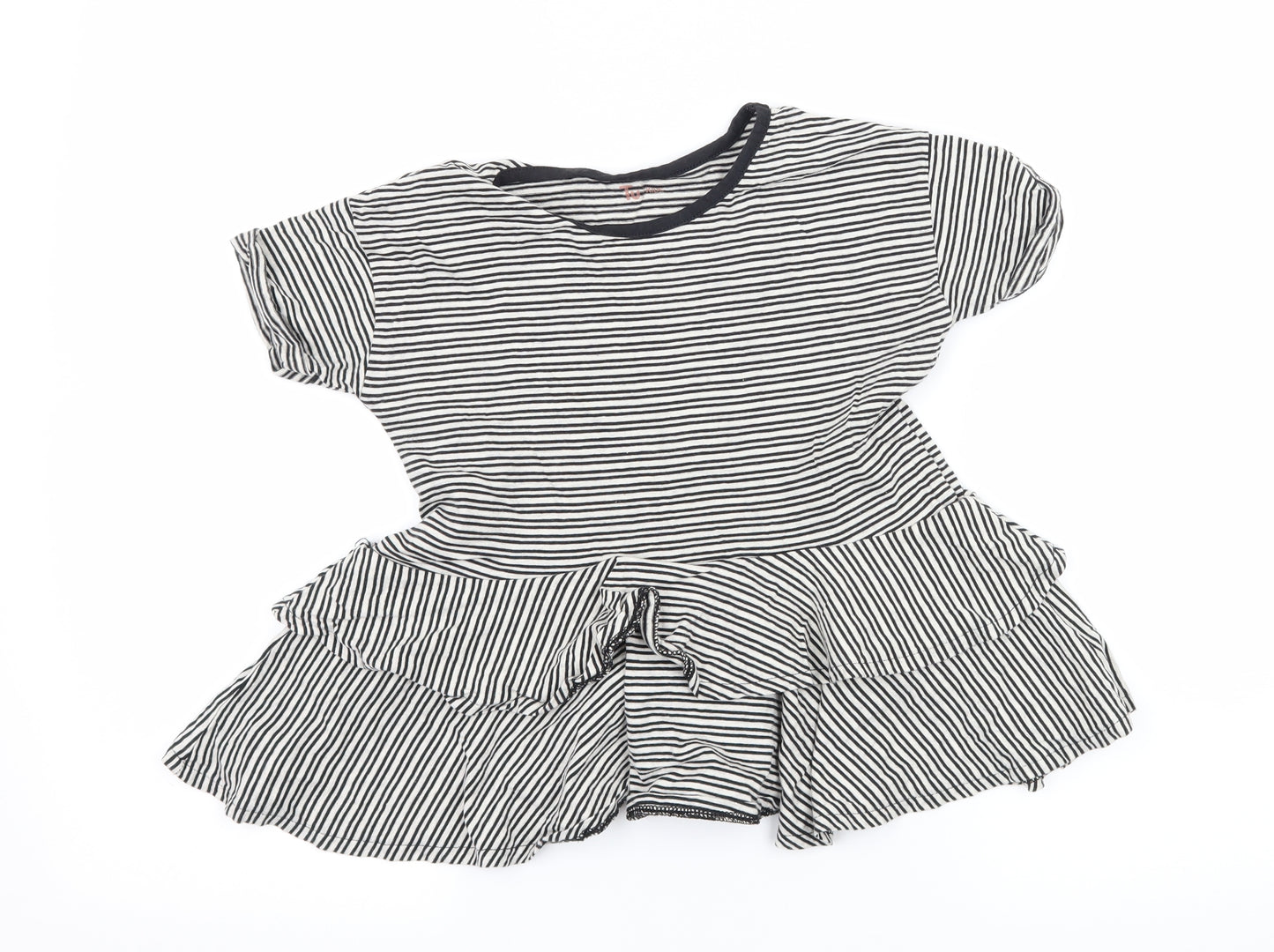 TU Girls Black Striped Jersey Basic T-Shirt Size 7 Years