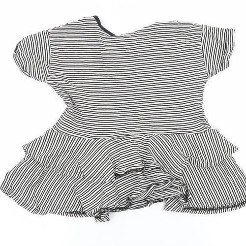 TU Girls Black Striped Jersey Basic T-Shirt Size 7 Years