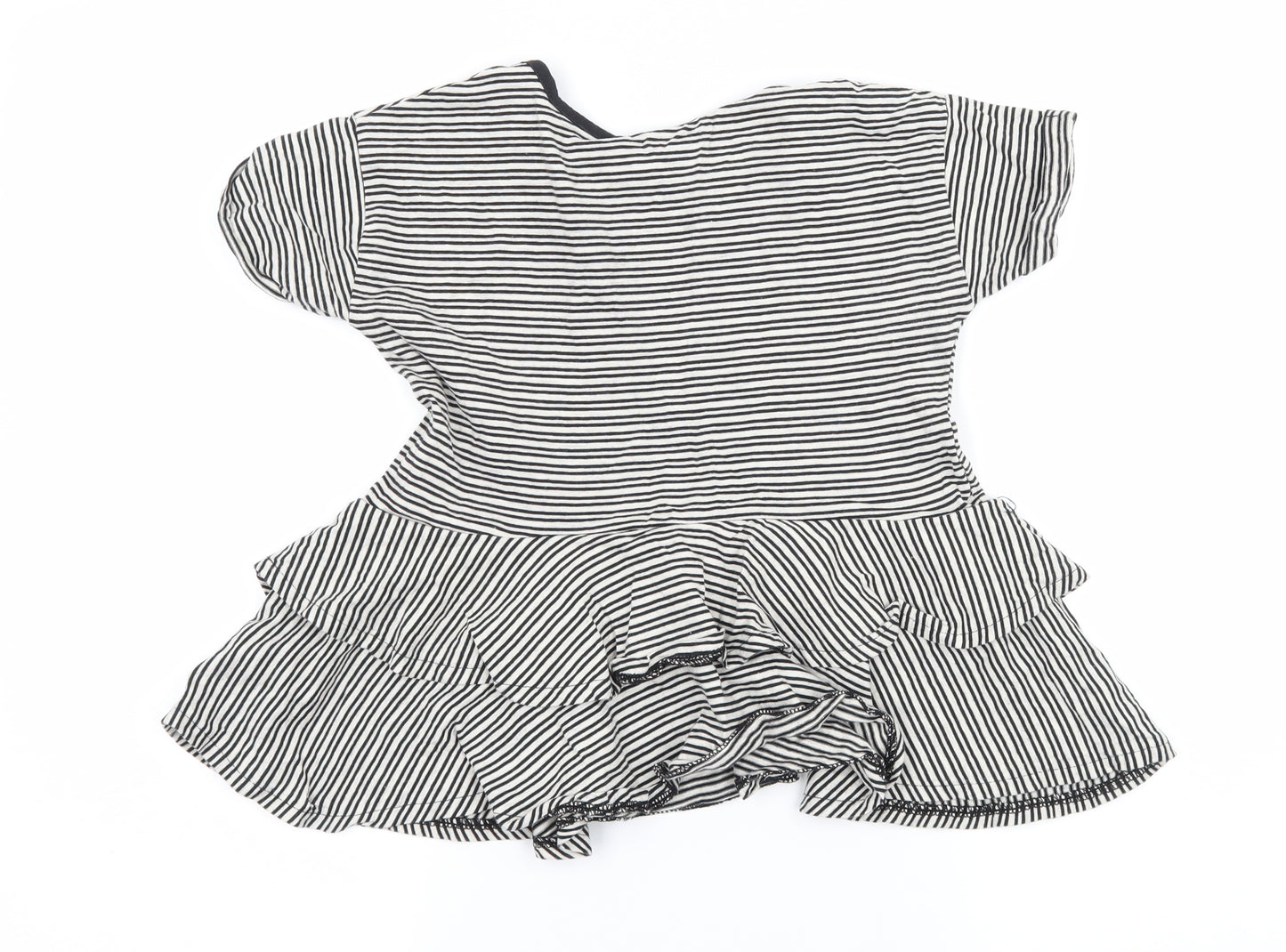 TU Girls Black Striped Jersey Basic T-Shirt Size 7 Years