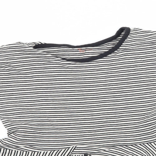 TU Girls Black Striped Jersey Basic T-Shirt Size 7 Years