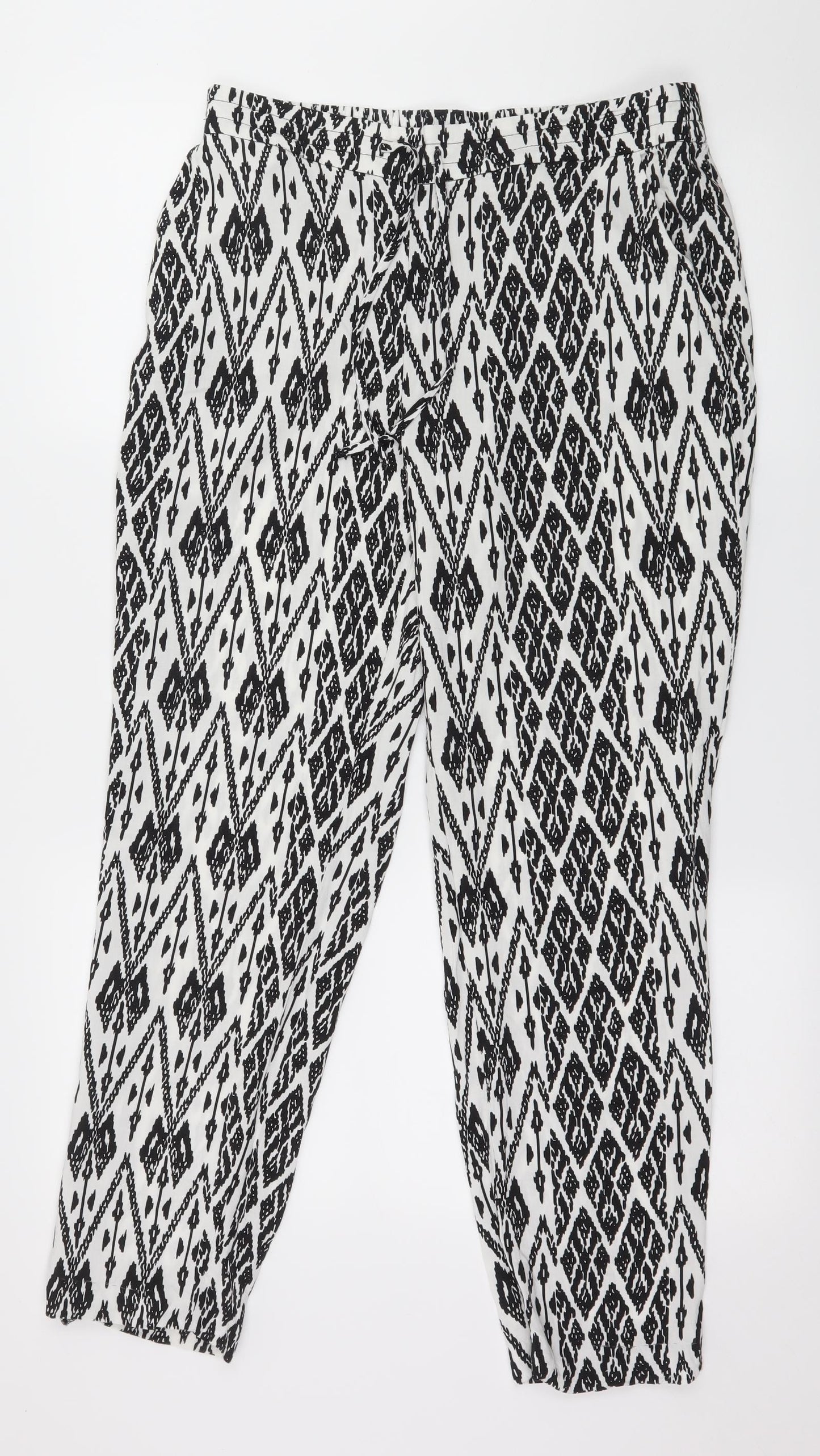 George Womens White Geometric  Trousers  Size 12 L26 in