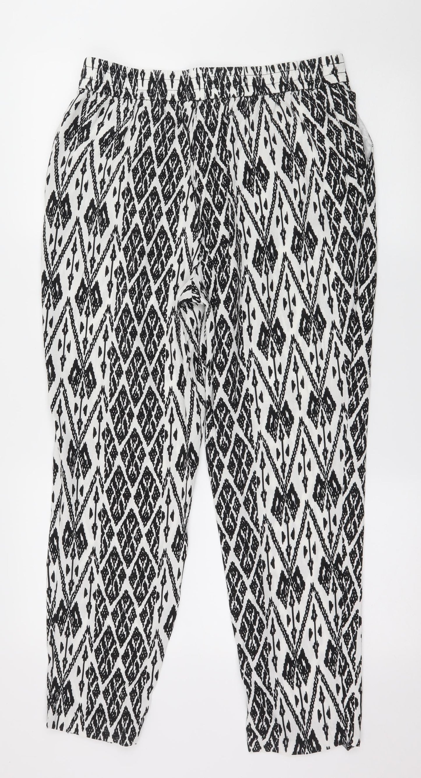 George Womens White Geometric  Trousers  Size 12 L26 in