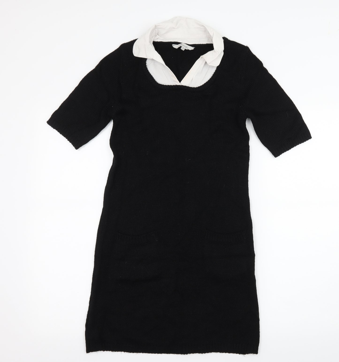 Peacocks Womens Black  Knit Jumper Dress  Size 8