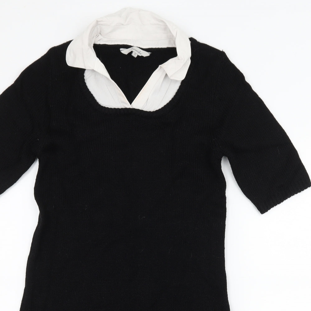 Peacocks Womens Black  Knit Jumper Dress  Size 8