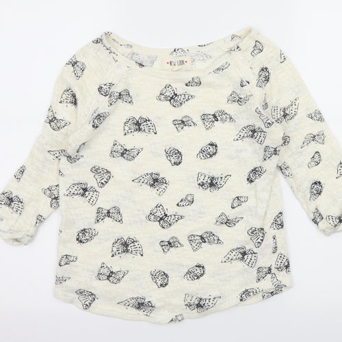 New Look Womens Ivory  Knit Pullover Jumper Size 8  - Butterflies