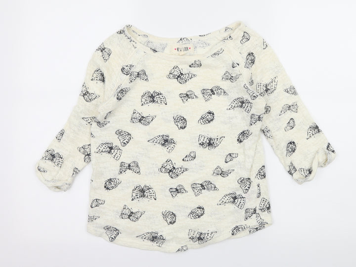 New Look Womens Ivory Knit Pullover Jumper Size 8 - Butterflies