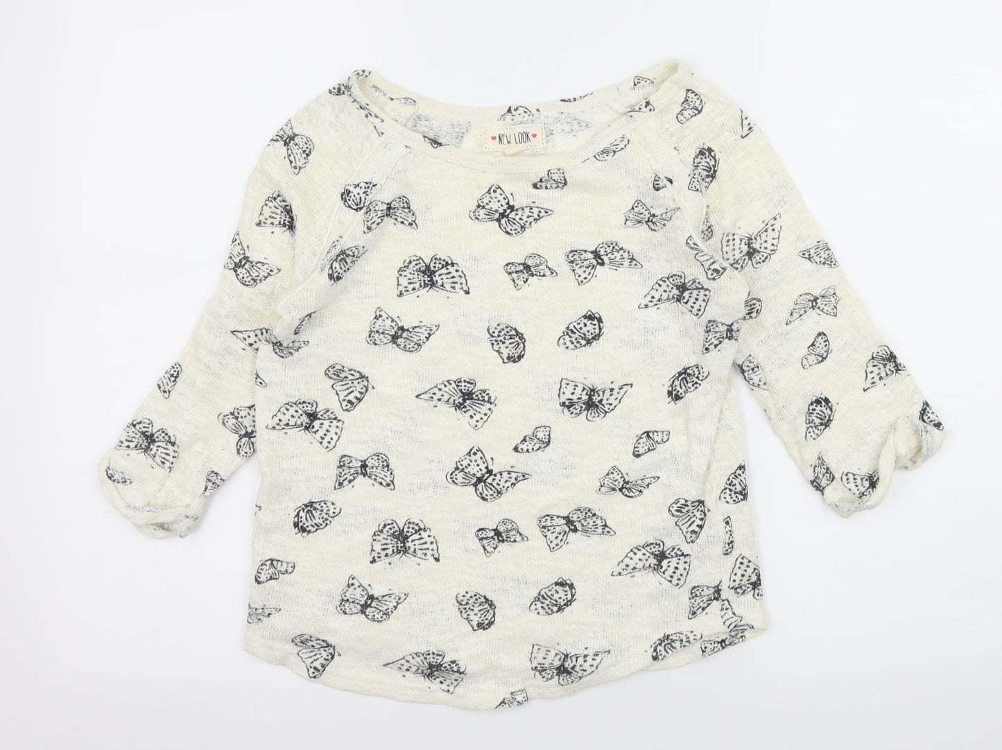 New Look Womens Ivory  Knit Pullover Jumper Size 8  - Butterflies