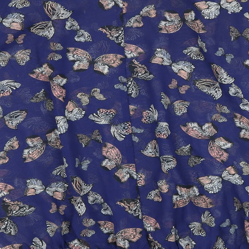 F&G Womens Blue Geometric Chiffon Basic Blouse Size 6  - Butterflies