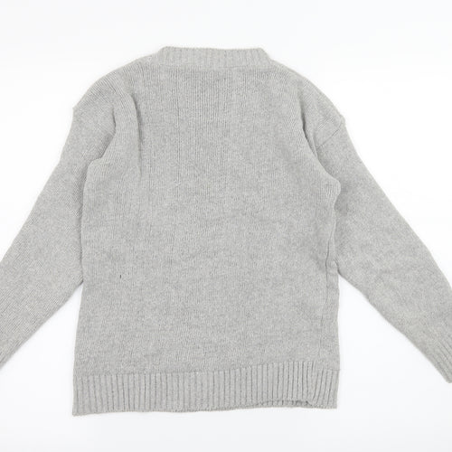 Q-10 collection Womens Grey  Knit Pullover Jumper Size S  - Rudolph Christmas