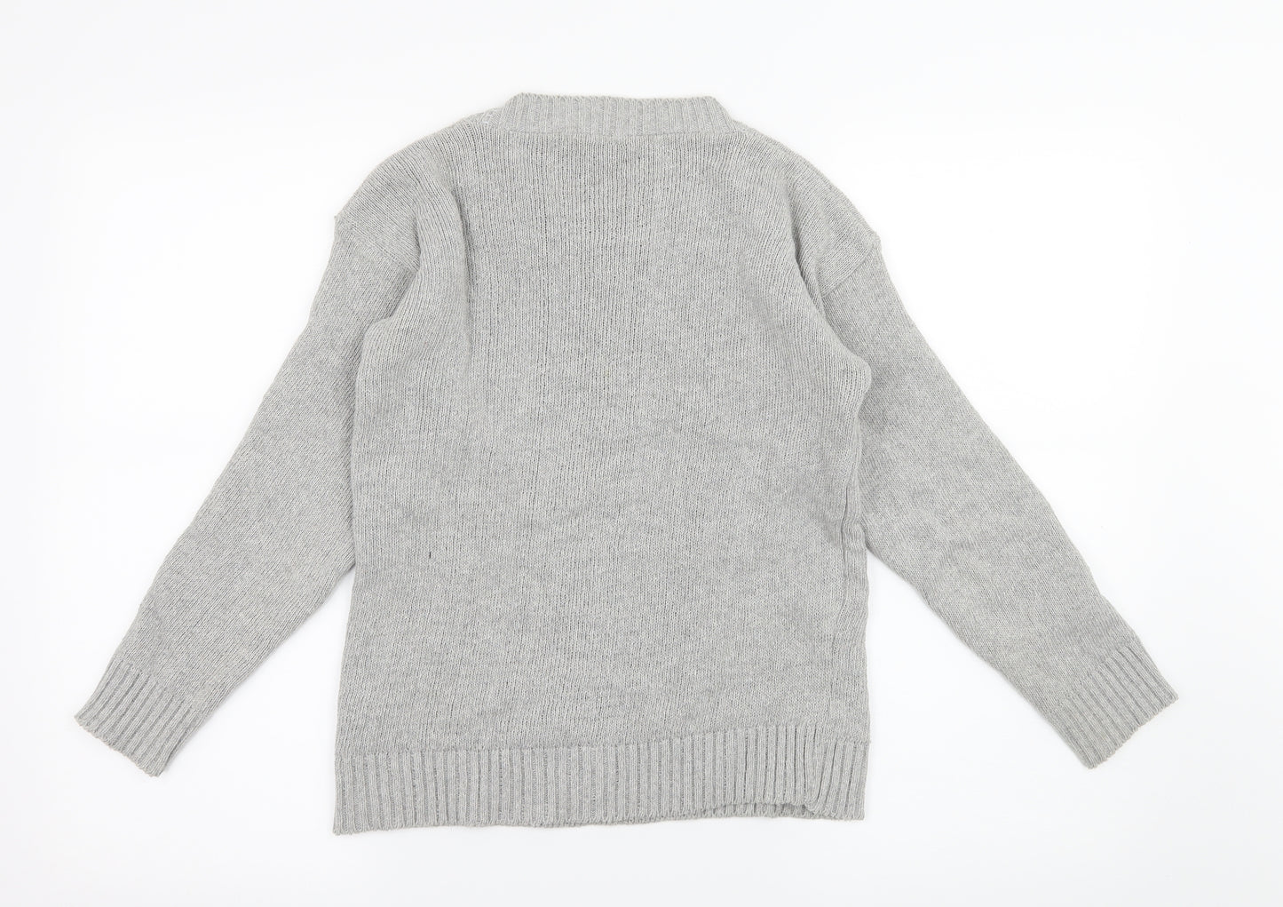 Q-10 collection Womens Grey  Knit Pullover Jumper Size S  - Rudolph Christmas