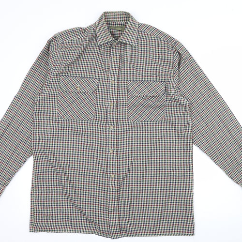 Tom Hagan Mens Beige Check   Button-Up Size M
