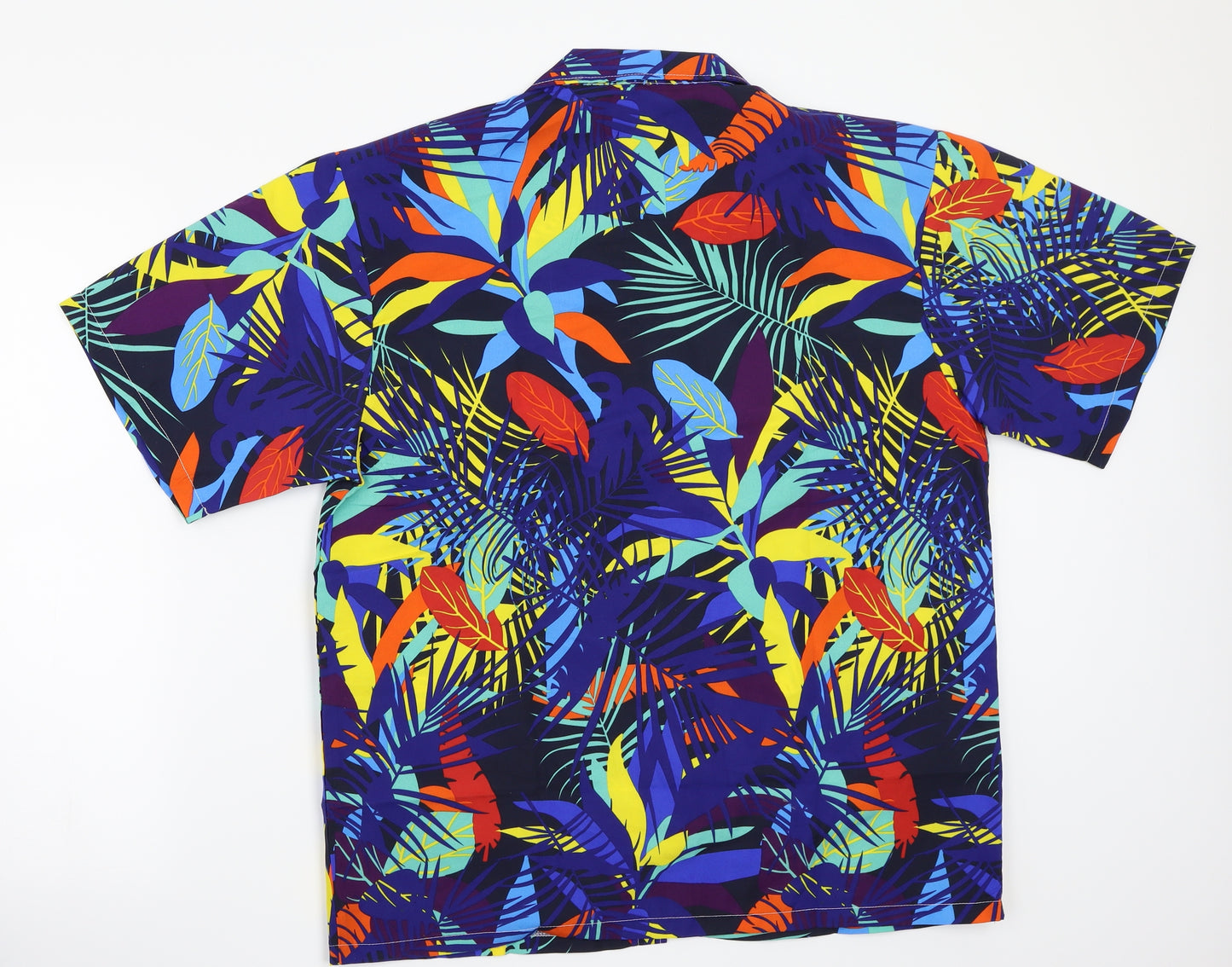 Shuangqi Mens Blue Floral   Button-Up Size 2XL