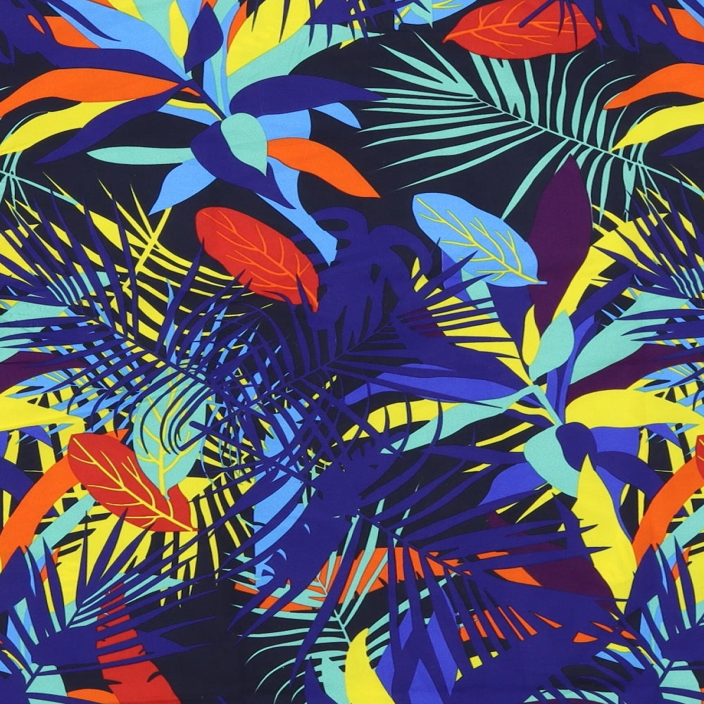 Shuangqi Mens Blue Floral   Button-Up Size 2XL