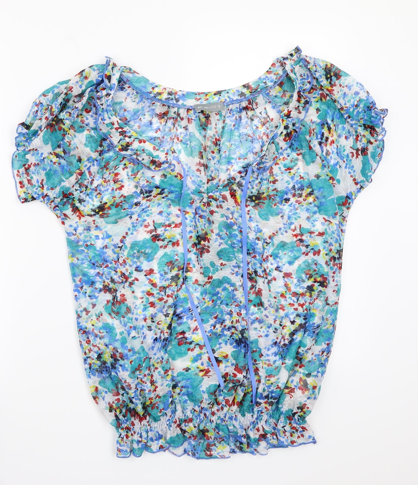 Per Una Womens Blue Floral  Basic T-Shirt Size 12