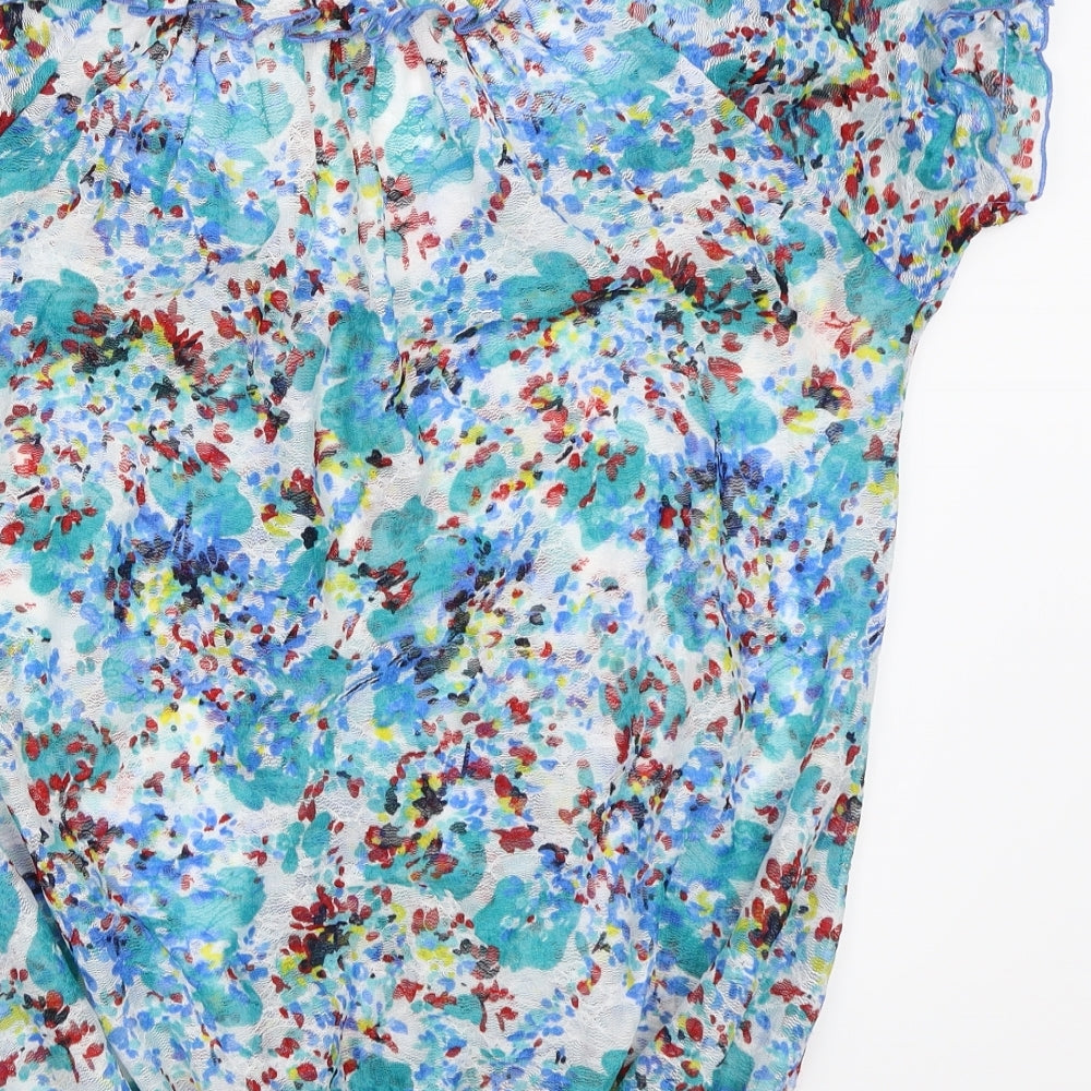 Per Una Womens Blue Floral  Basic T-Shirt Size 12