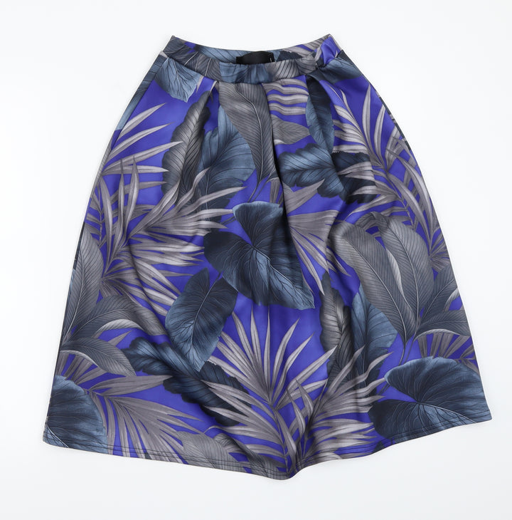 Fashion Union Womens Blue Floral  A-Line Skirt Size 8
