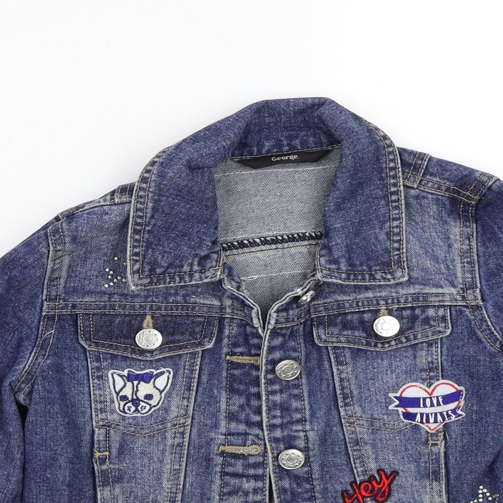 George Girls Blue   Jacket Coat Size 6-7 Years