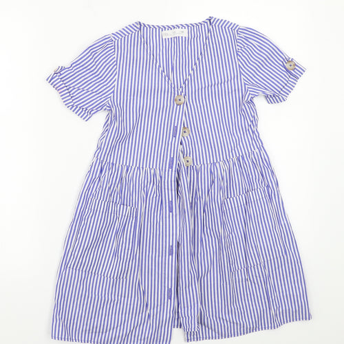 Zara Girls Blue Striped  A-Line  Size 9 Years
