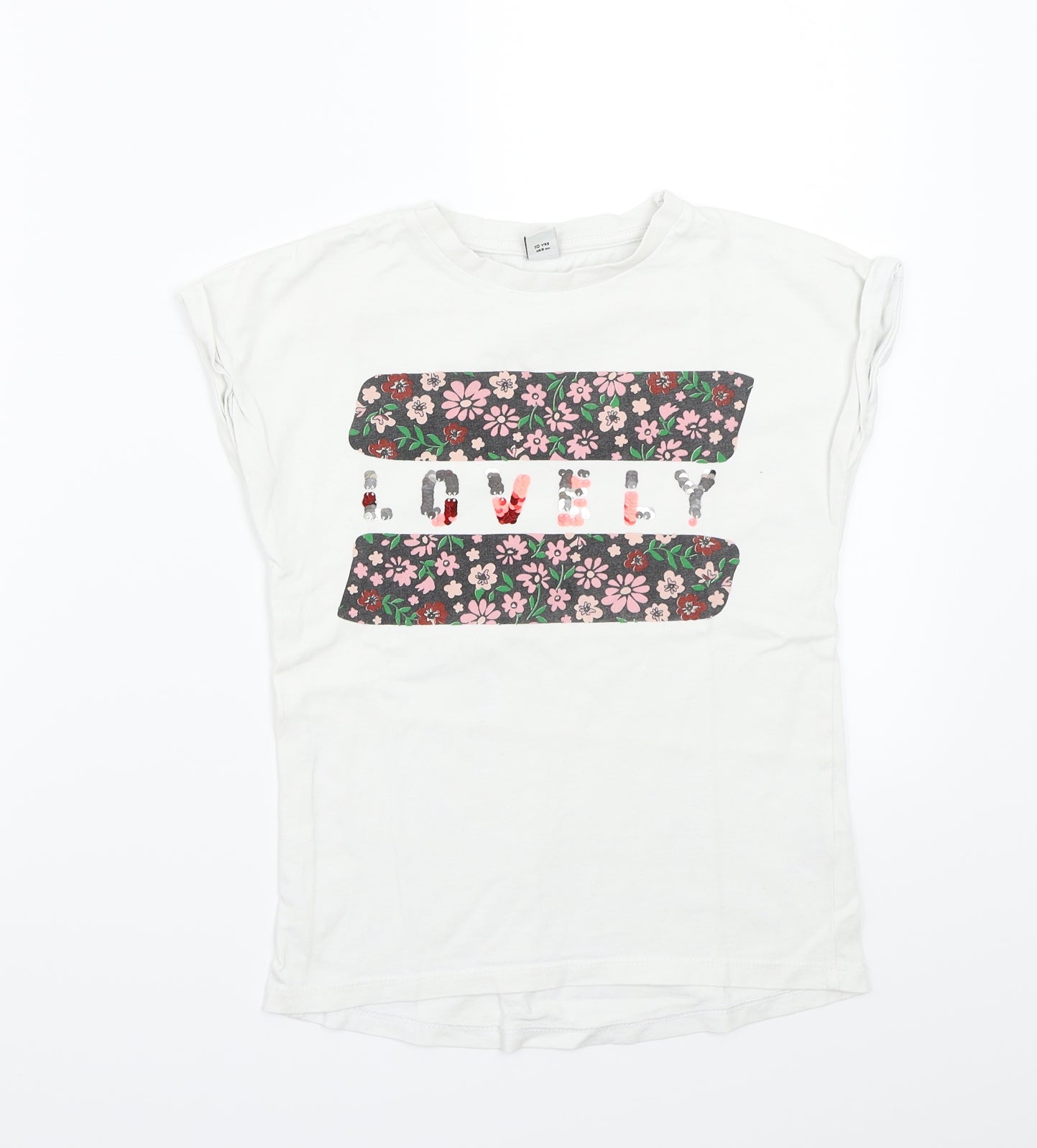 TU Girls White   Basic T-Shirt Size 10 Years