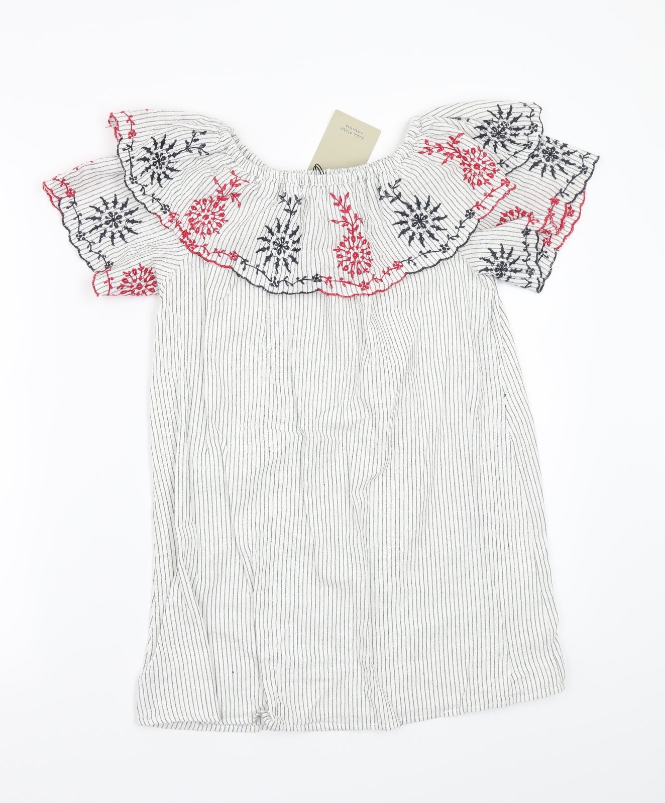 Zara Womens White Floral  Basic Blouse Size 8