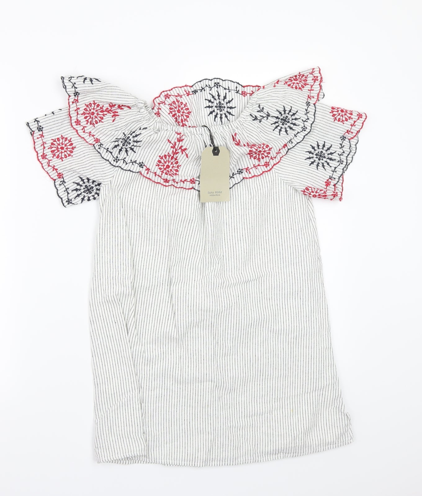 Zara Womens White Floral  Basic Blouse Size 8