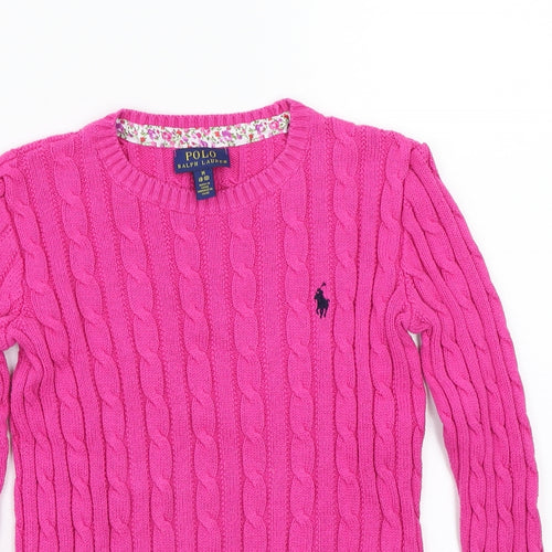 Polo Ralph Lauren Girls Pink   Pullover Jumper Size M