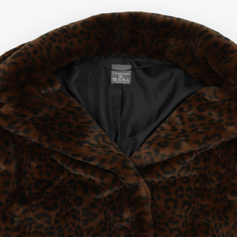 Primark Womens Brown Animal Print  Jacket Coat Size XL