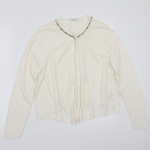 Marks and Spencer Womens White   Cardigan Jumper Size 14