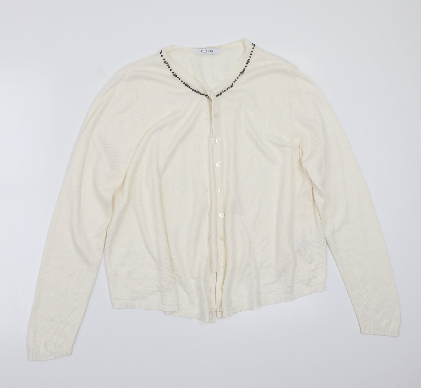 Marks and Spencer Womens White   Cardigan Jumper Size 14