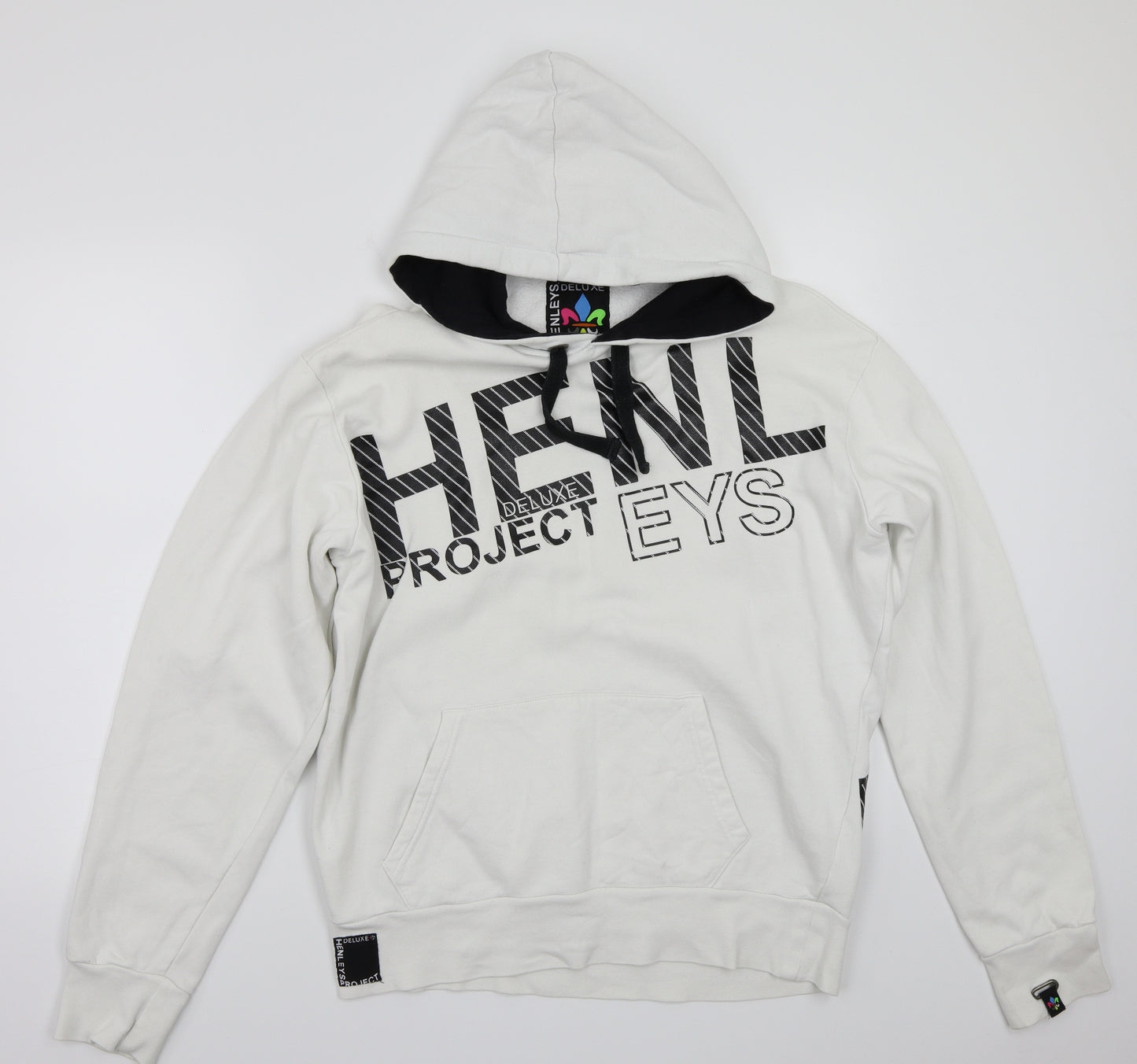 Henleys Mens White   Pullover Hoodie Size L