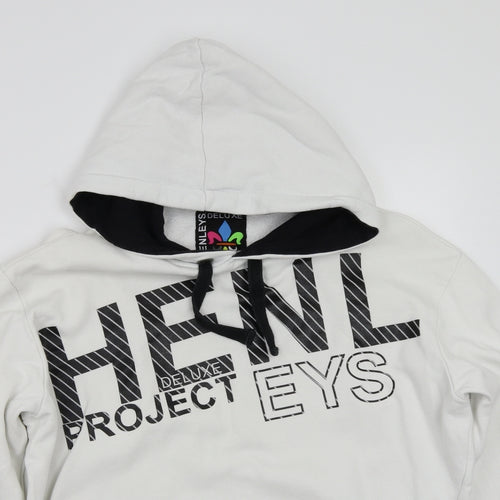 Henleys Mens White   Pullover Hoodie Size L