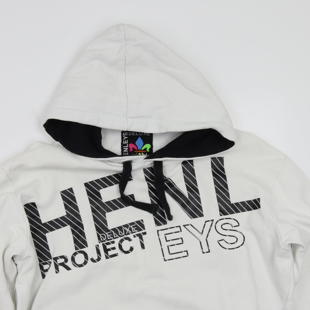 Henleys Mens White   Pullover Hoodie Size L