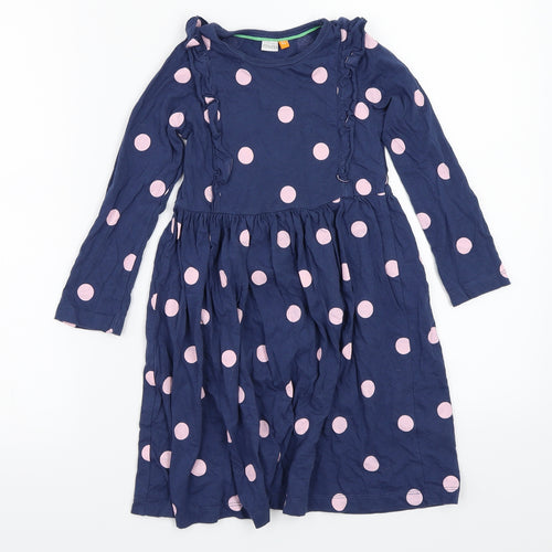 Waitrose Girls Blue Polka Dot  A-Line  Size 3-4 Years