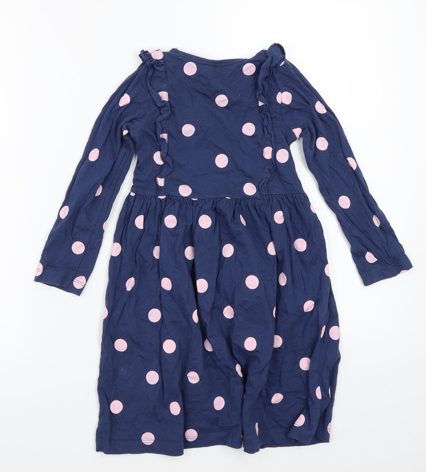 Waitrose Girls Blue Polka Dot  A-Line  Size 3-4 Years
