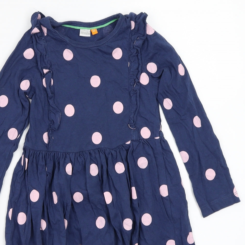 Waitrose Girls Blue Polka Dot  A-Line  Size 3-4 Years