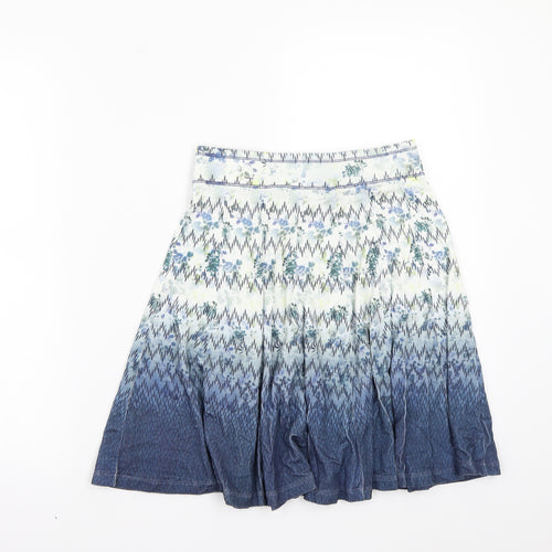 Fat Face Womens Blue Floral Rayon A-Line Skirt Size 8