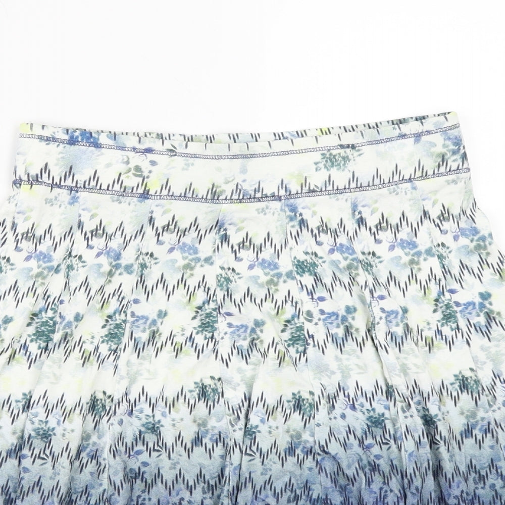 Fat Face Womens Blue Floral Rayon A-Line Skirt Size 8