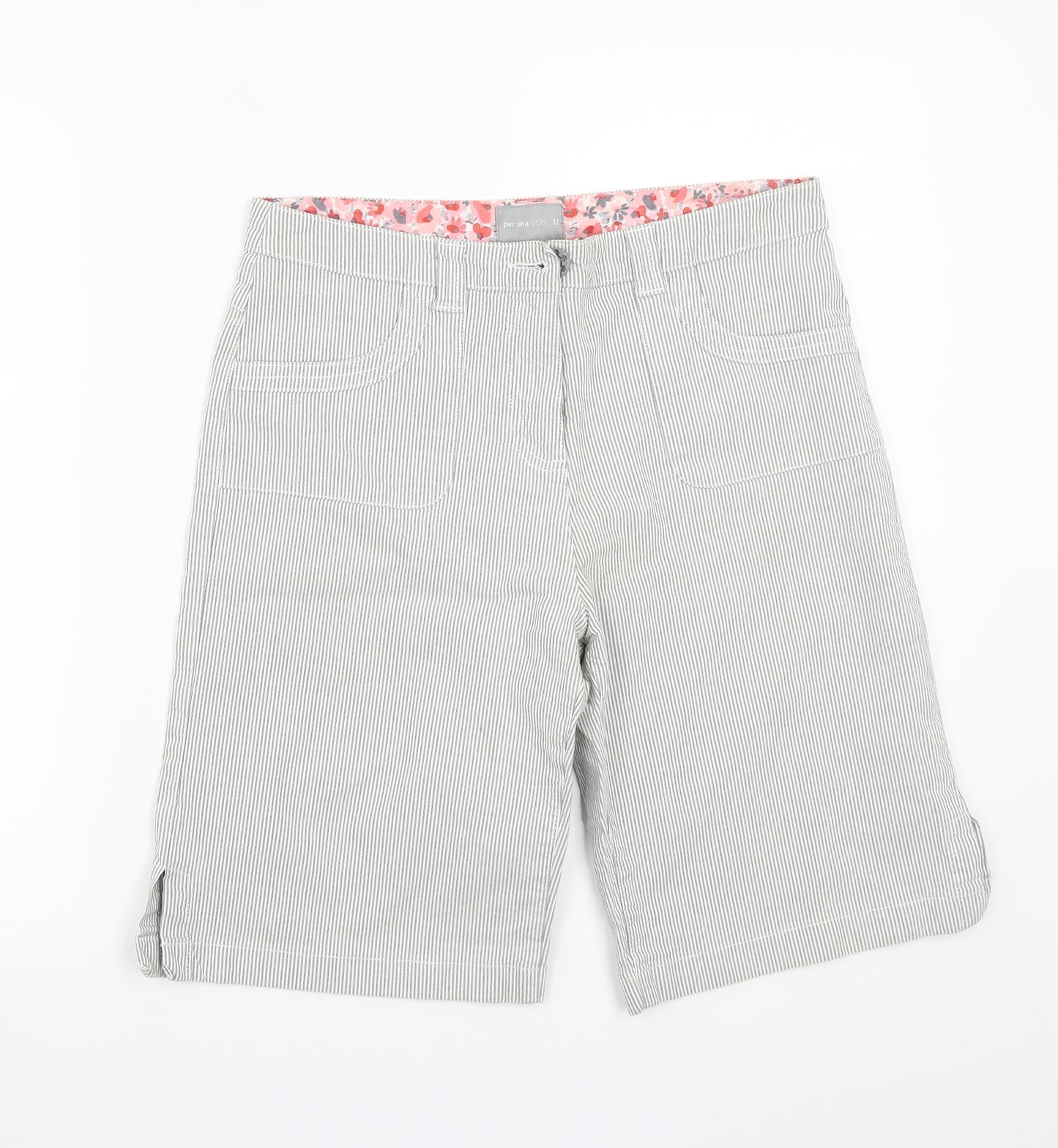 Per Una Womens White Striped  Bermuda Shorts Size 12