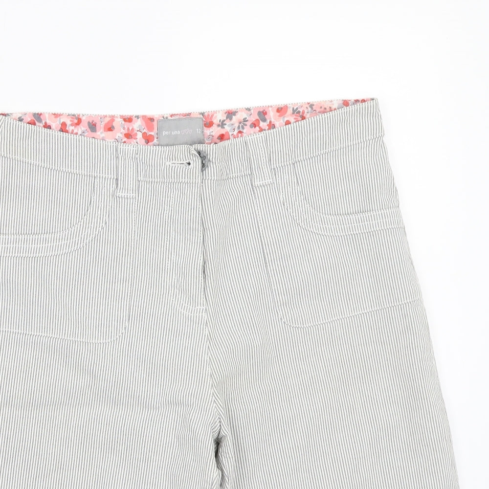 Per Una Womens White Striped  Bermuda Shorts Size 12