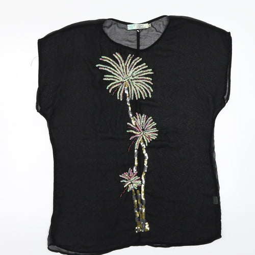 little mistress Womens Black   Basic T-Shirt Size 10