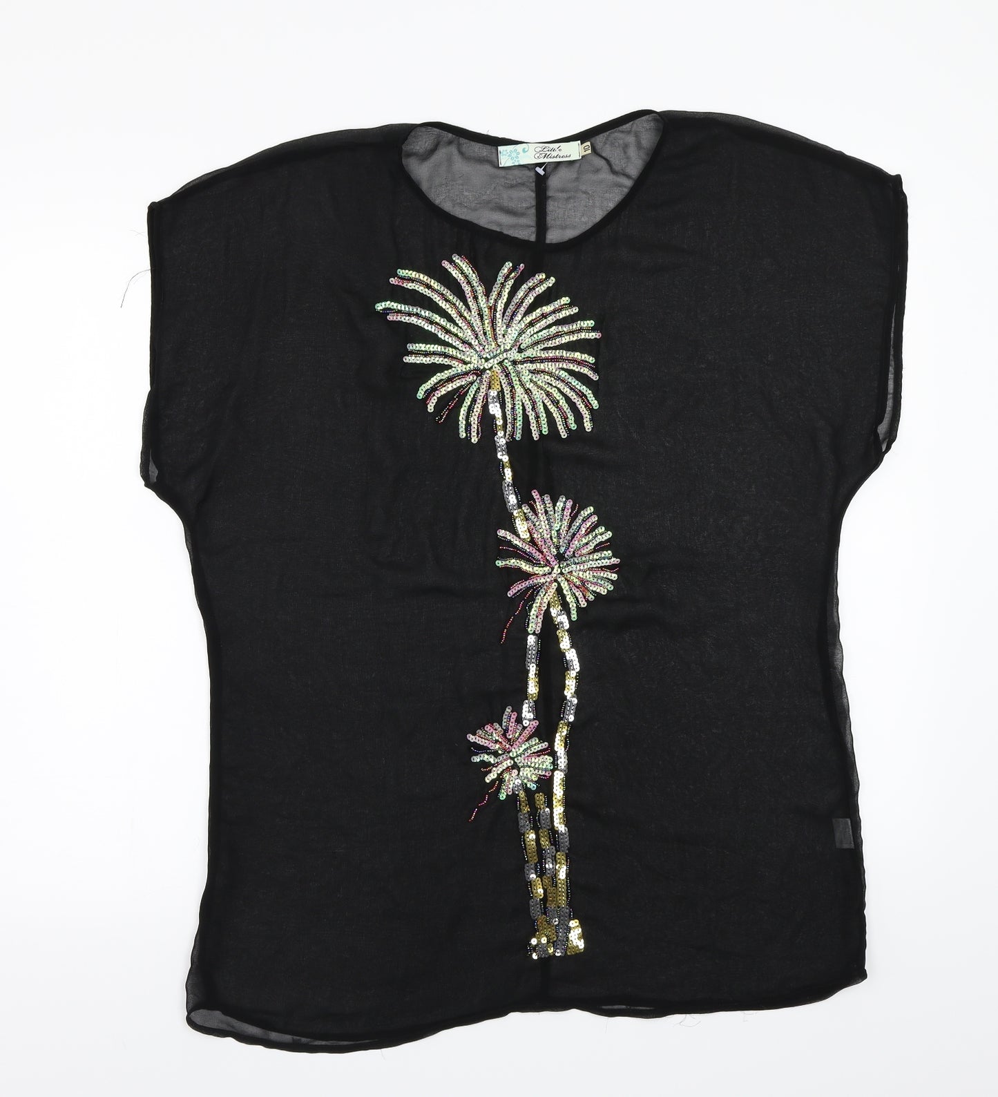 little mistress Womens Black   Basic T-Shirt Size 10