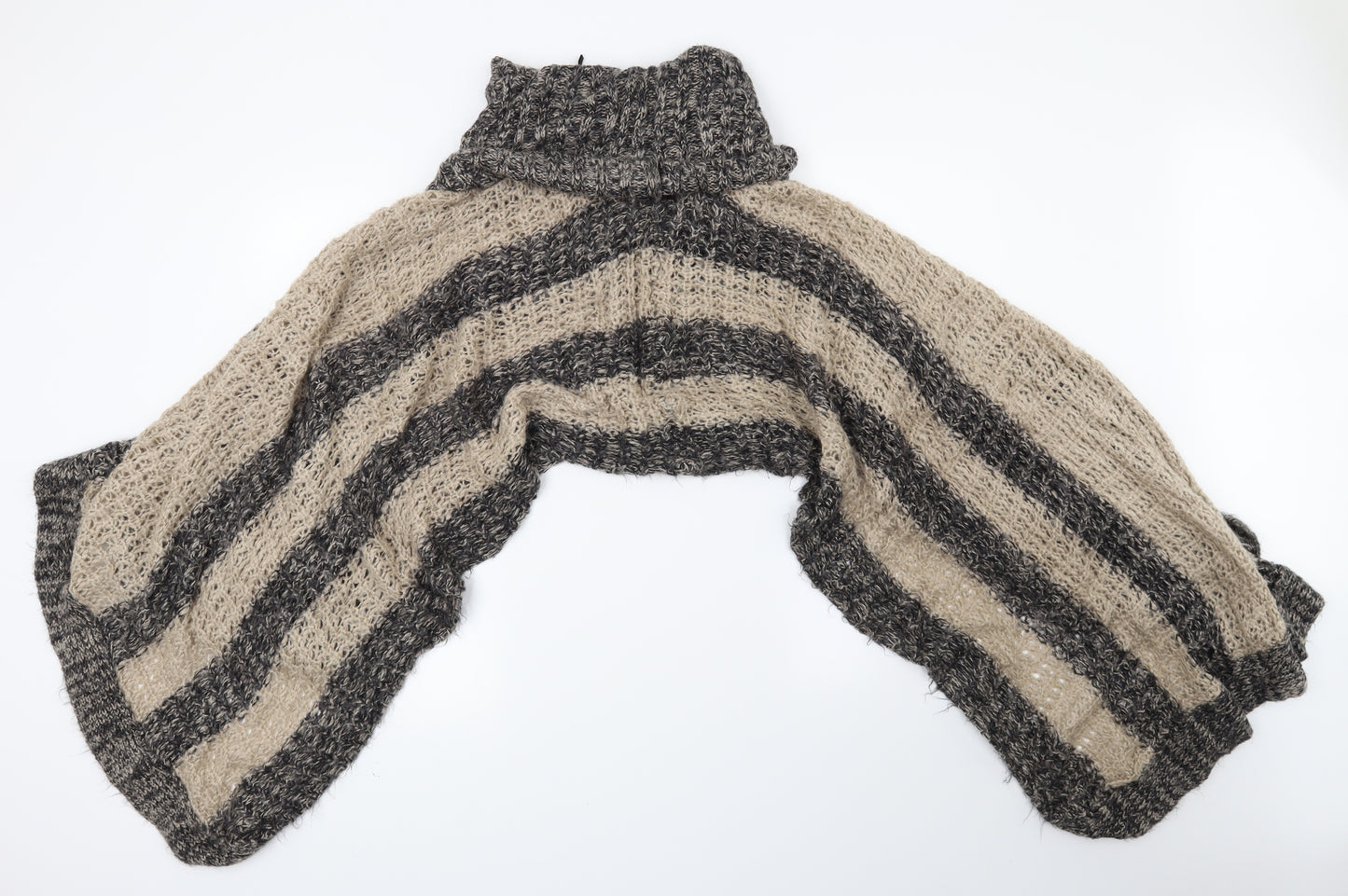 Preworn Womens Brown Striped  Jacket Poncho One Size