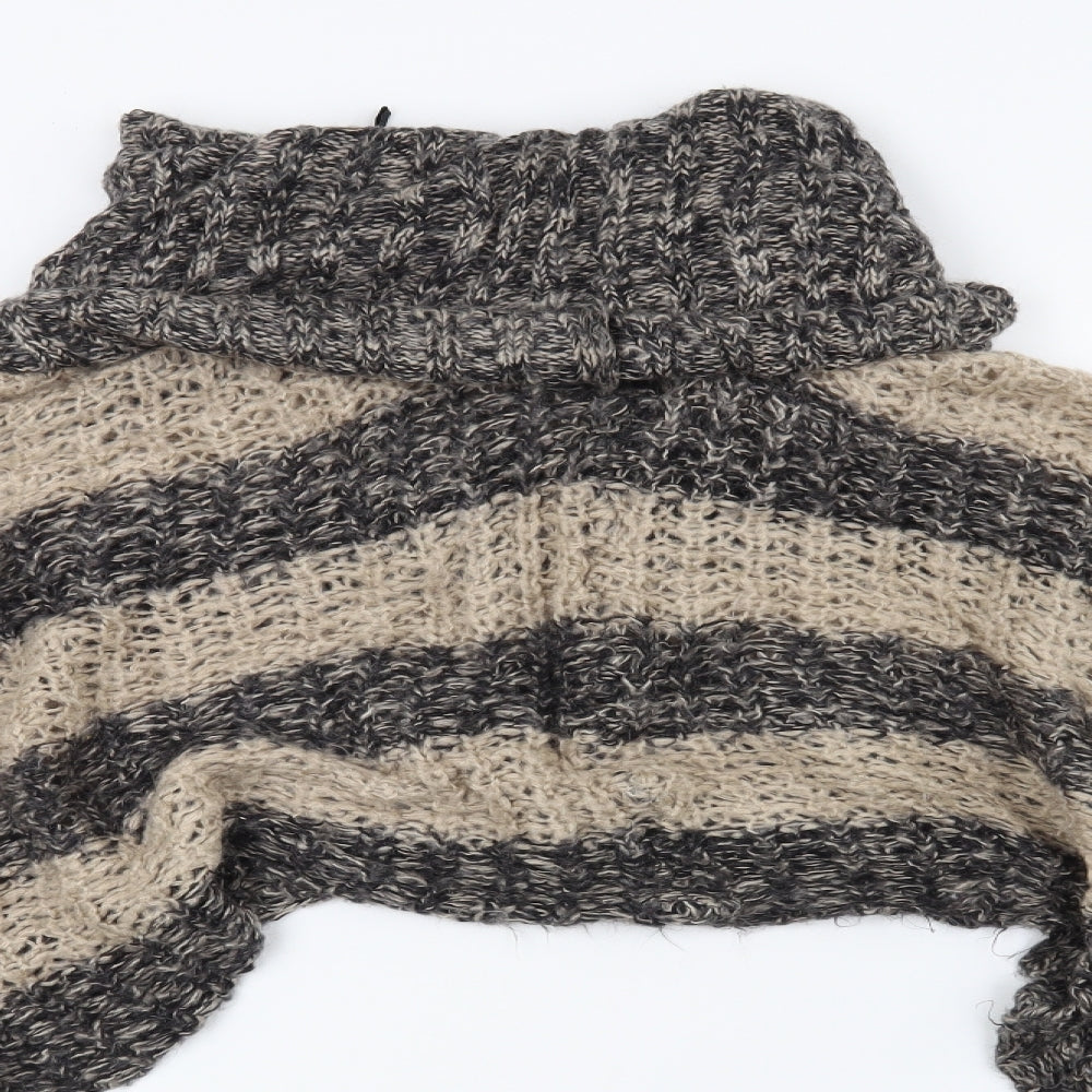 Preworn Womens Brown Striped  Jacket Poncho One Size