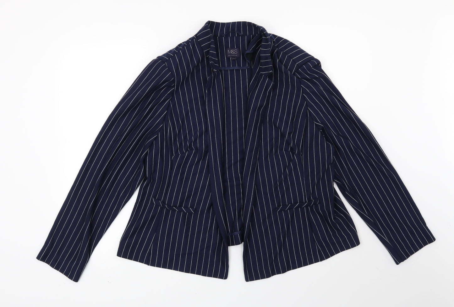Marks and Spencer Womens Blue Striped  Jacket Blazer Size 22