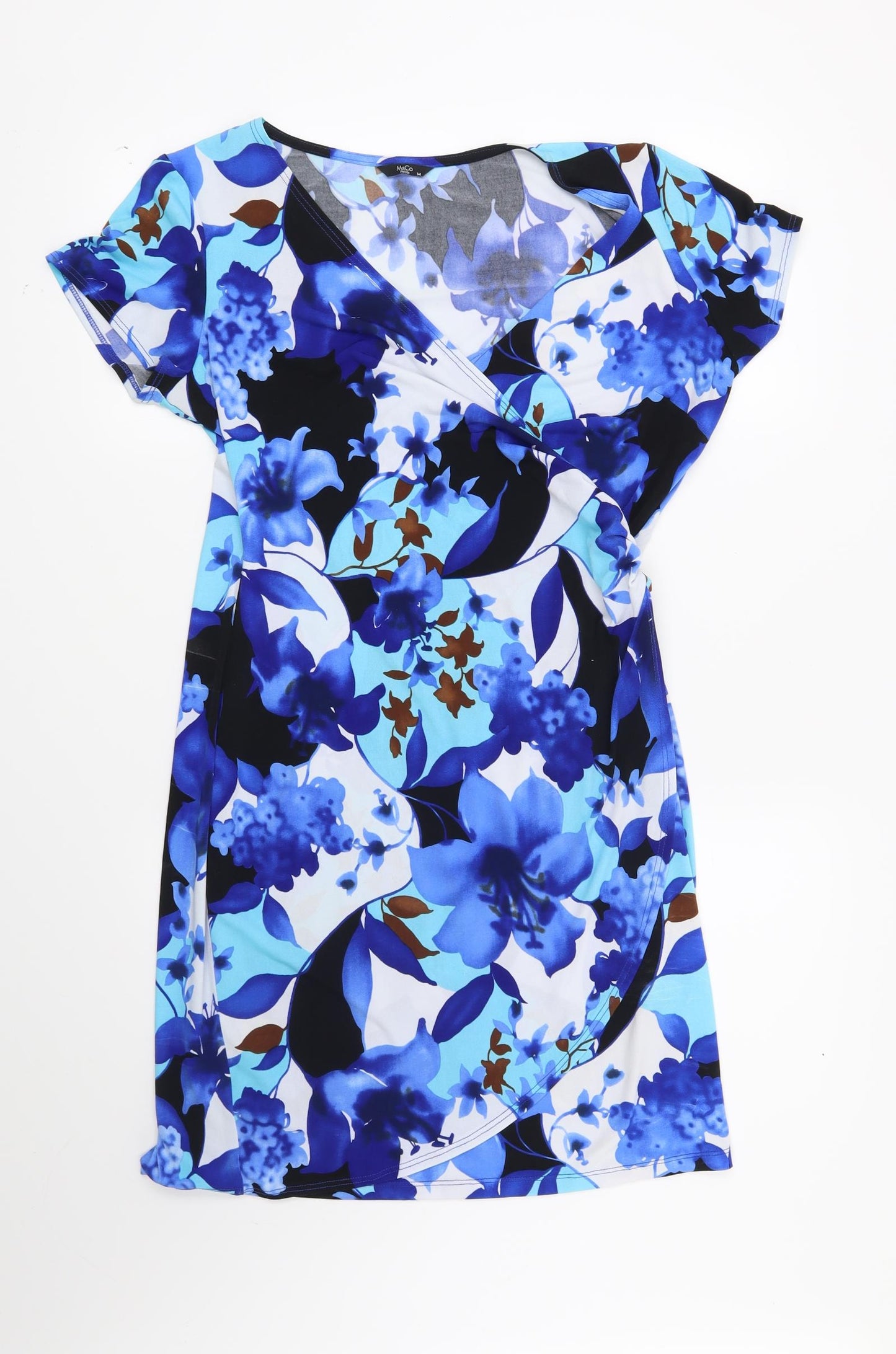 M&Co Womens Blue Floral  Shift  Size 14