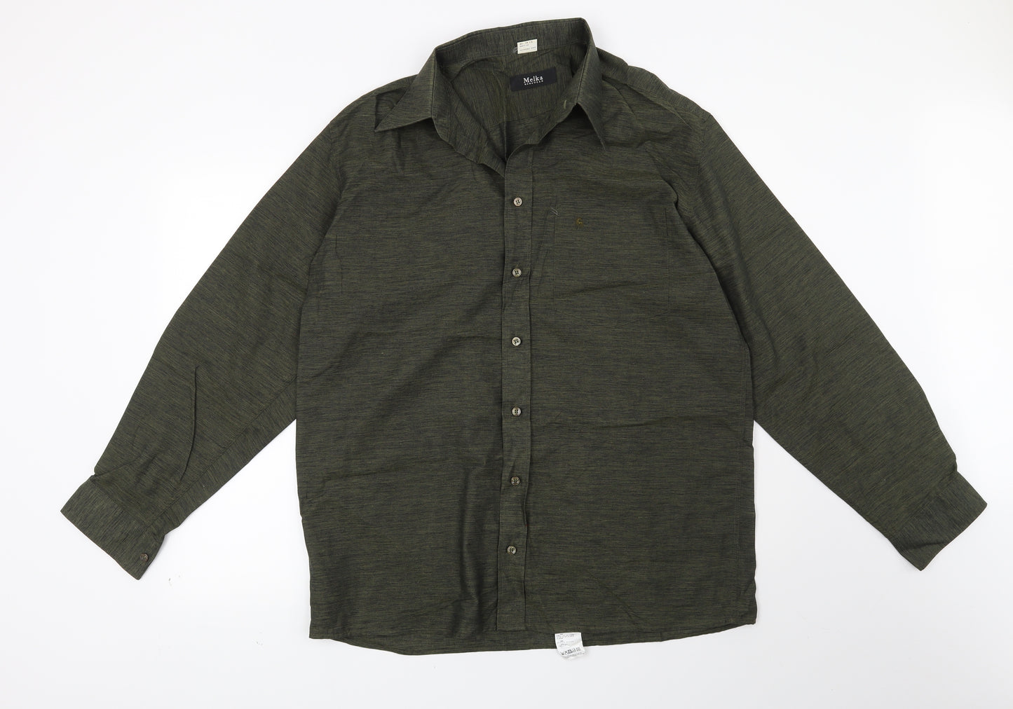Melka Mens Green    Button-Up Size 16.5
